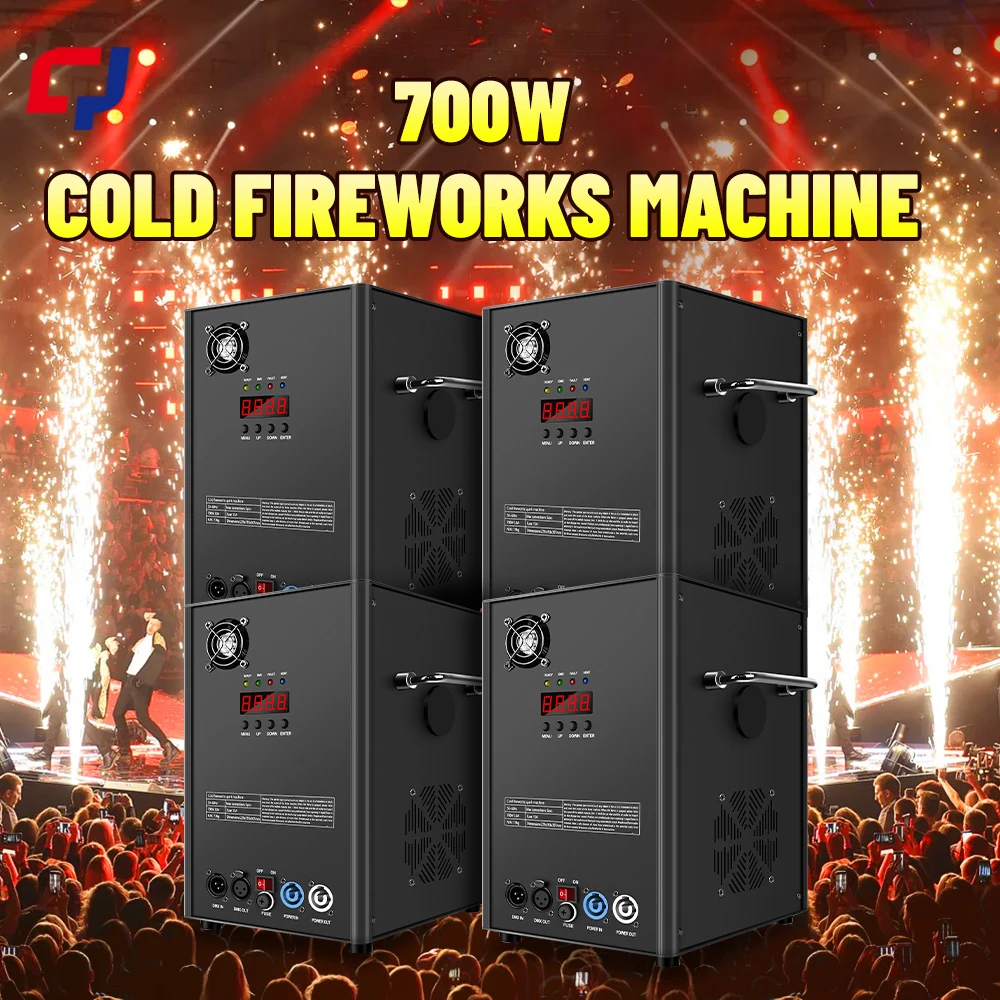 4PCS 700W Cold Spark Machine Ti Powder 500W Sparkler Machine DMX512 Remote Control For Wedding Party DJ Disco Stage Fireworks