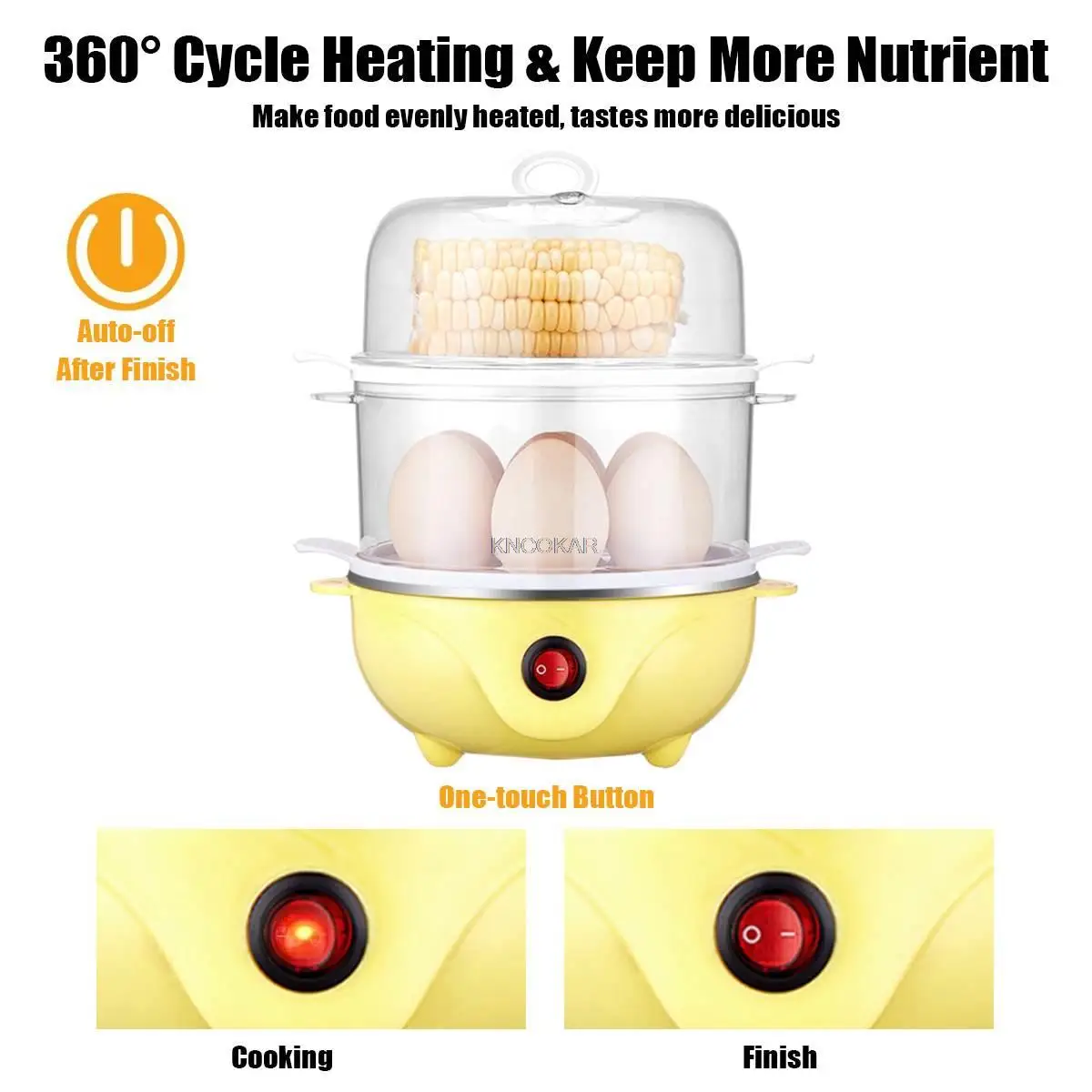 Calderas eléctricas multifuncionales de 350W y 220V, olla arrocera rápida de 2 capas para huevos, vaporera, cazadora de huevos, bandeja extraíble con capacidad para 14 huevos