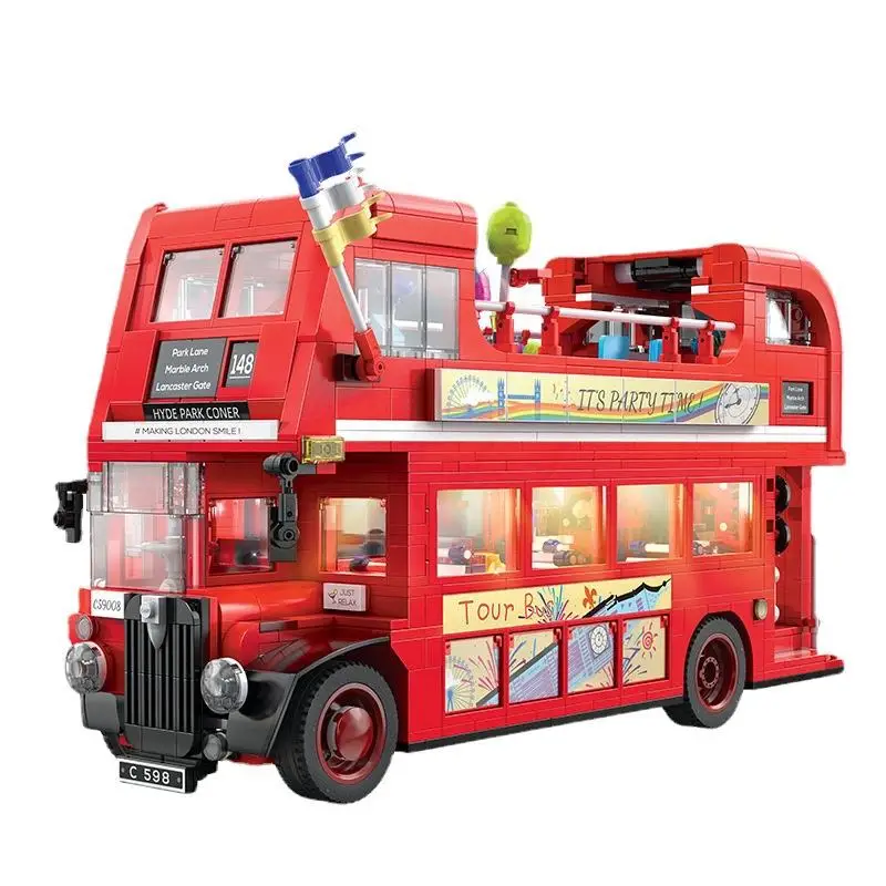 

1770pcs City London double-decker Vintage Tour Bus Building Blocks Kit With Light Technical Car Bricks Toys Gift for Boy Girls