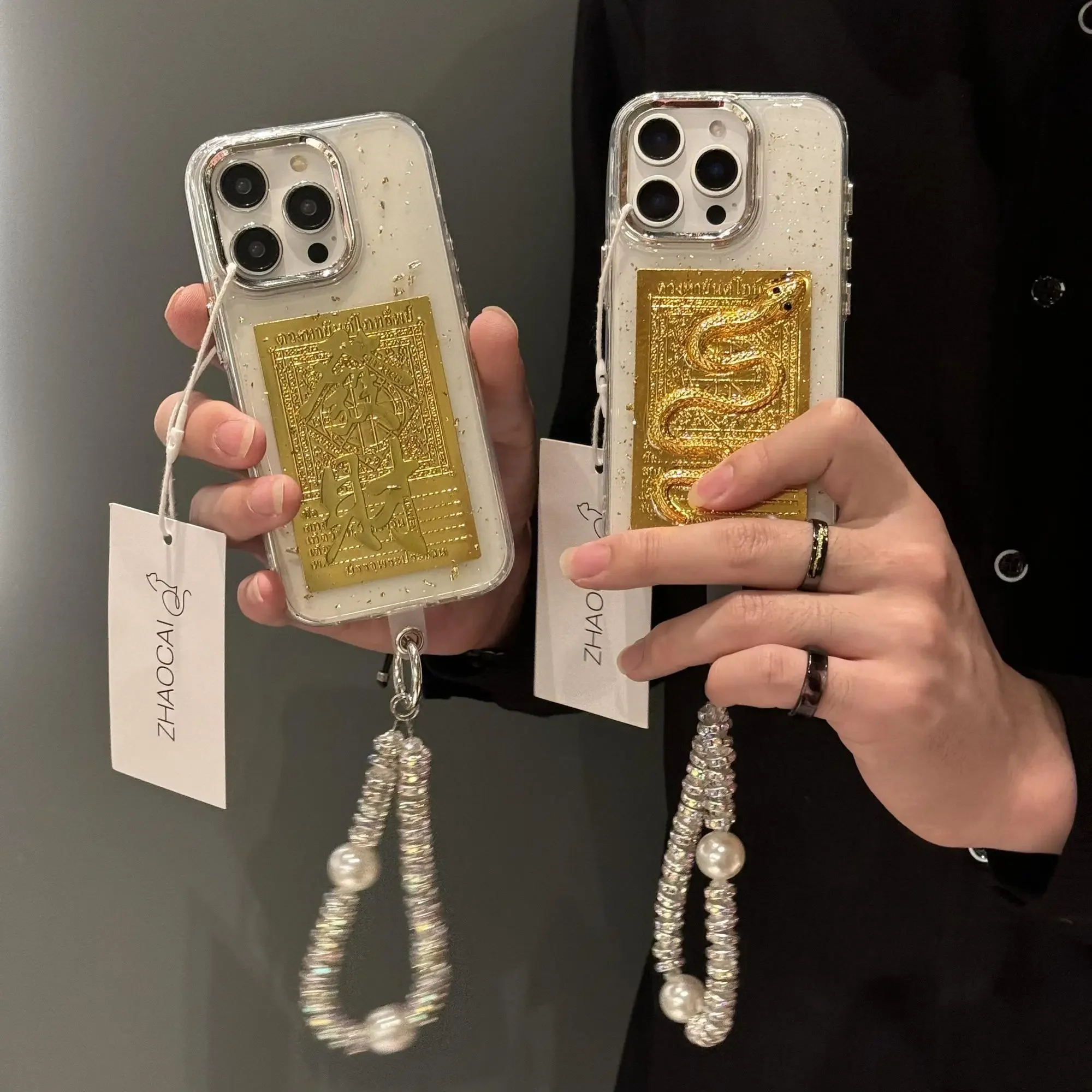 2025 national style gold foil three-dimensional golden snake FOR iphone16promax mobile phone case iPhone15 women's 14pro