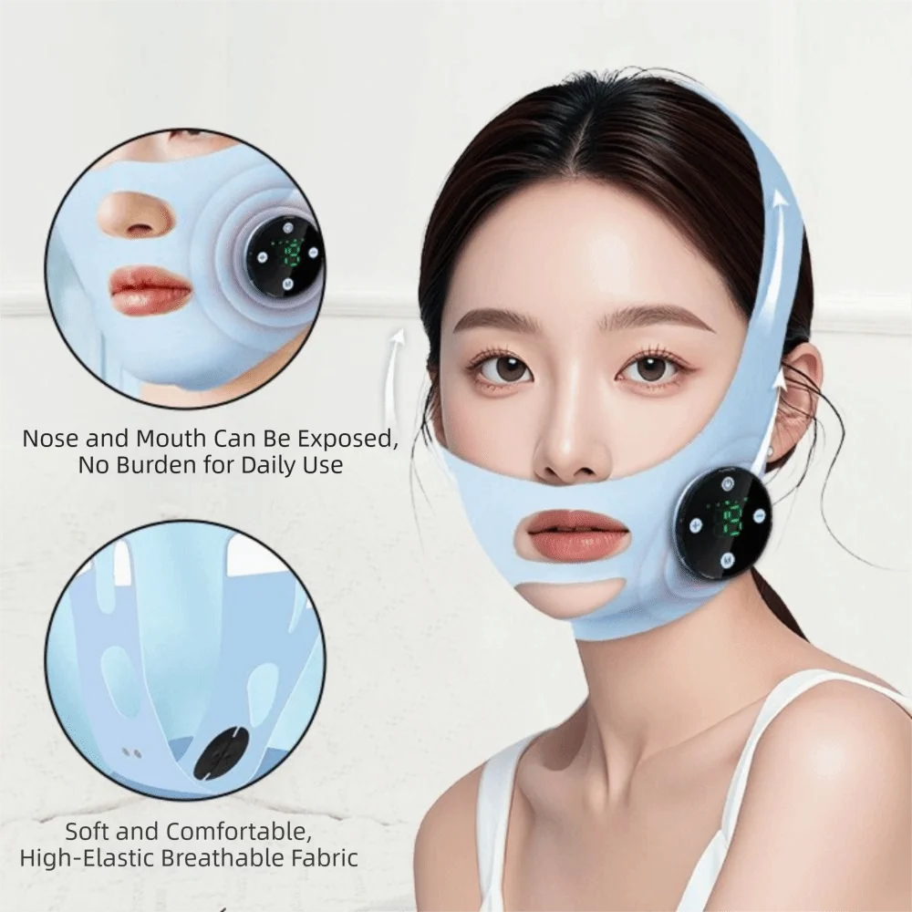 Thin Face V Face Lifting Bandage EMS Microcurrent Firming Facial V Face Lifting Mask Smart Pulse Skin Tightening