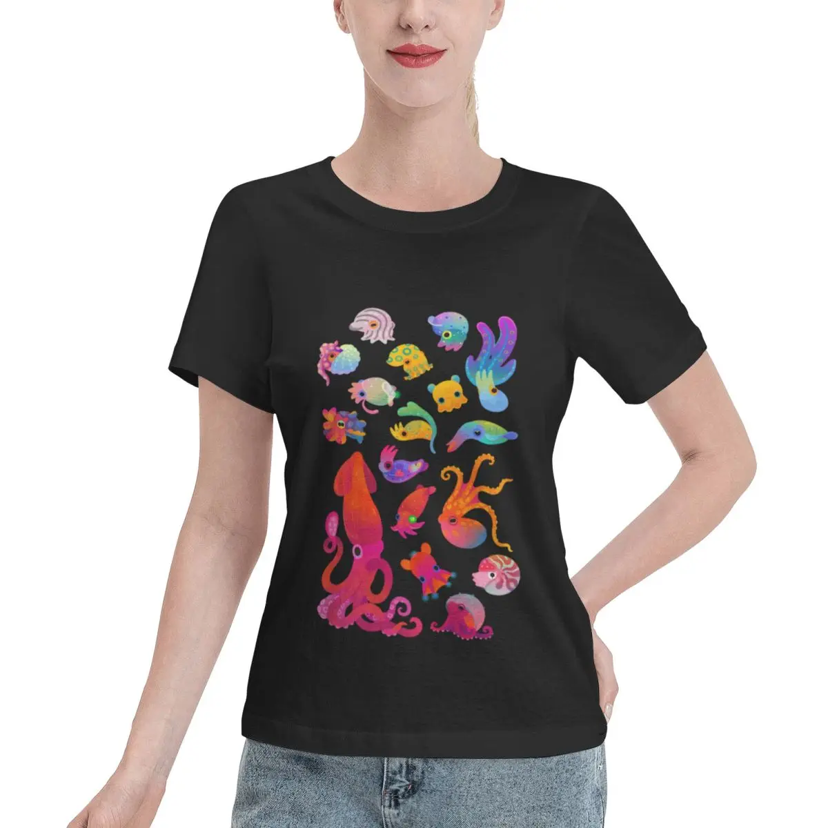 Oversized Option Cephalopod Women's T-shirt Youthful Blank T Shirt