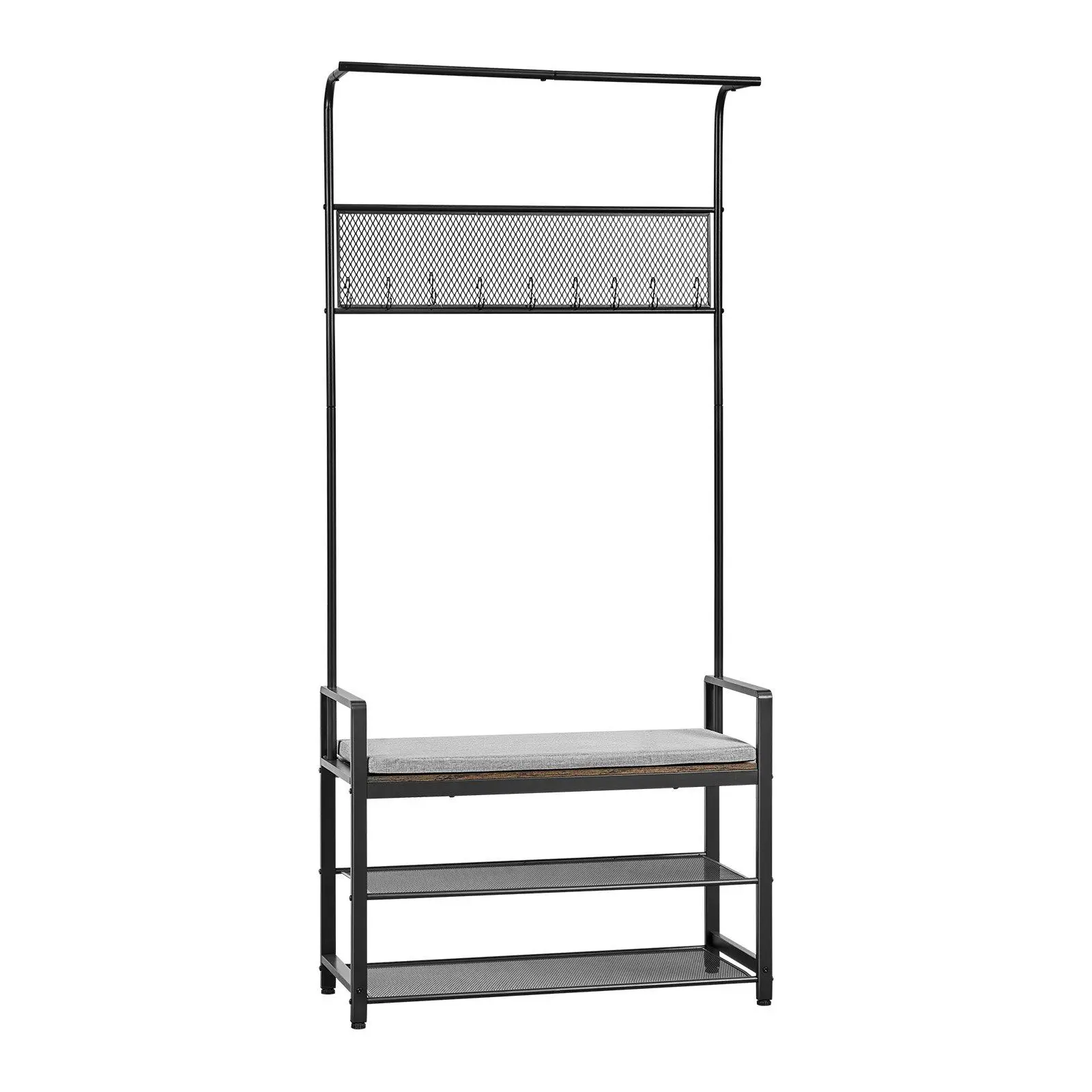 

Hall Tree, 72 in Coat Rack with Shoe Bench, Freestanding 2-Tier Shoe Rack Storage Organizer with Hooks, Hanging Rod and Wire