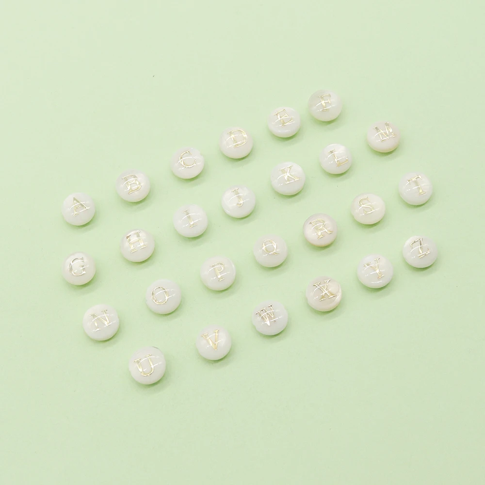 

Natural 26 Capital Alphabet Shell Beads Round A-Z Letter Loose Spacer Beads for Jewellery Making Diy Handmade Bracelet Necklace