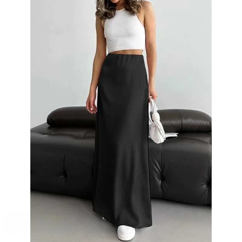 

Модная цветная юбка-миди с высокой талией, длинная юбка Ele a Line, универсальная женская юбка премиум-класса Quali f Body