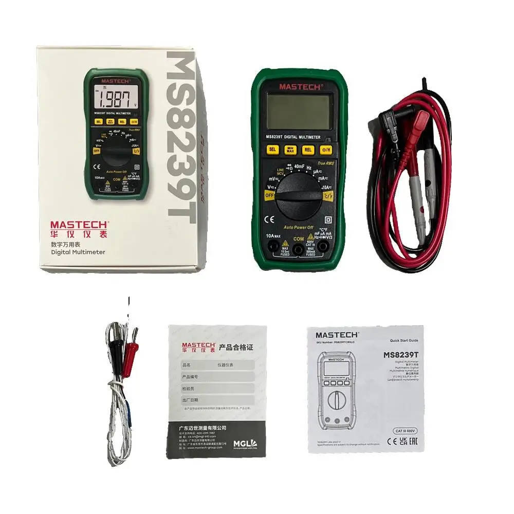 MASTECH MS8239T Digital Multimeter High precision True RMS Auto Range Ammeter Voltmeter Smart Capacitor NCV Ohm Hz Live Tester