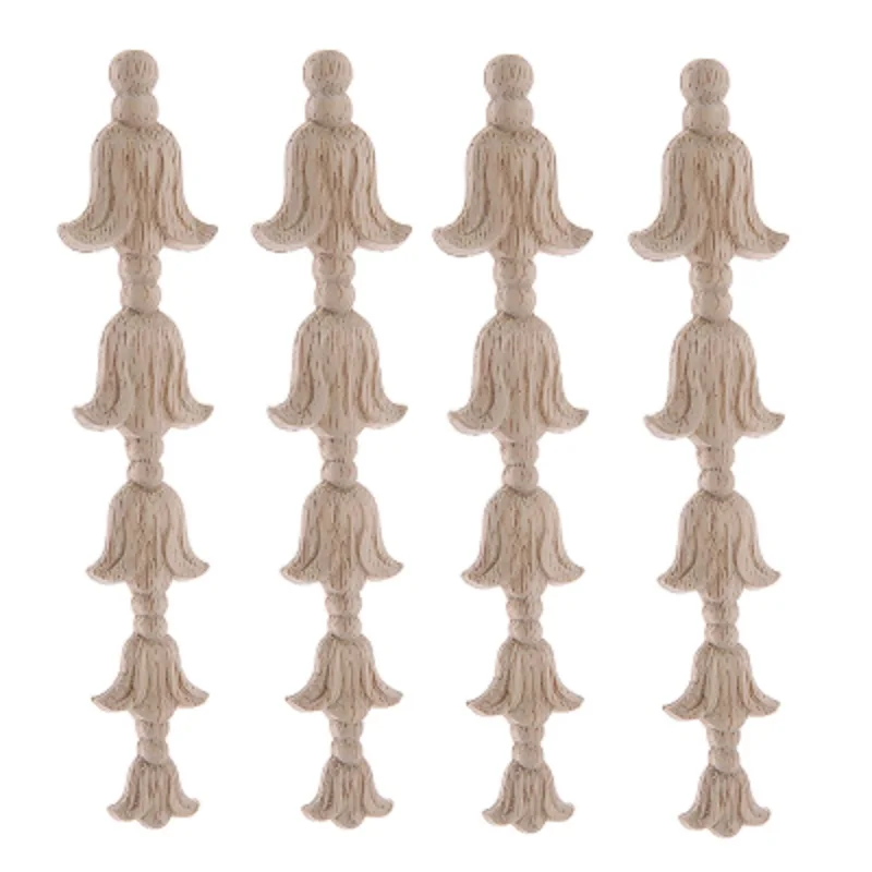 Marco tallado de madera para puerta de pared, marcos de 17x3,5 cm de largo para espejo, armario, cabecero, muebles, apliques decorativos, 4 unidades