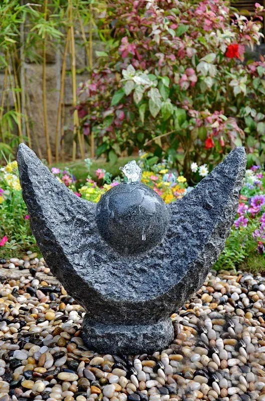 Picture 7: Indoor- Outdoor Home Garden Patio Decorative Stone Carving Black Granite Water Feature Fountain Ornament for Yard Lawn Deck Park