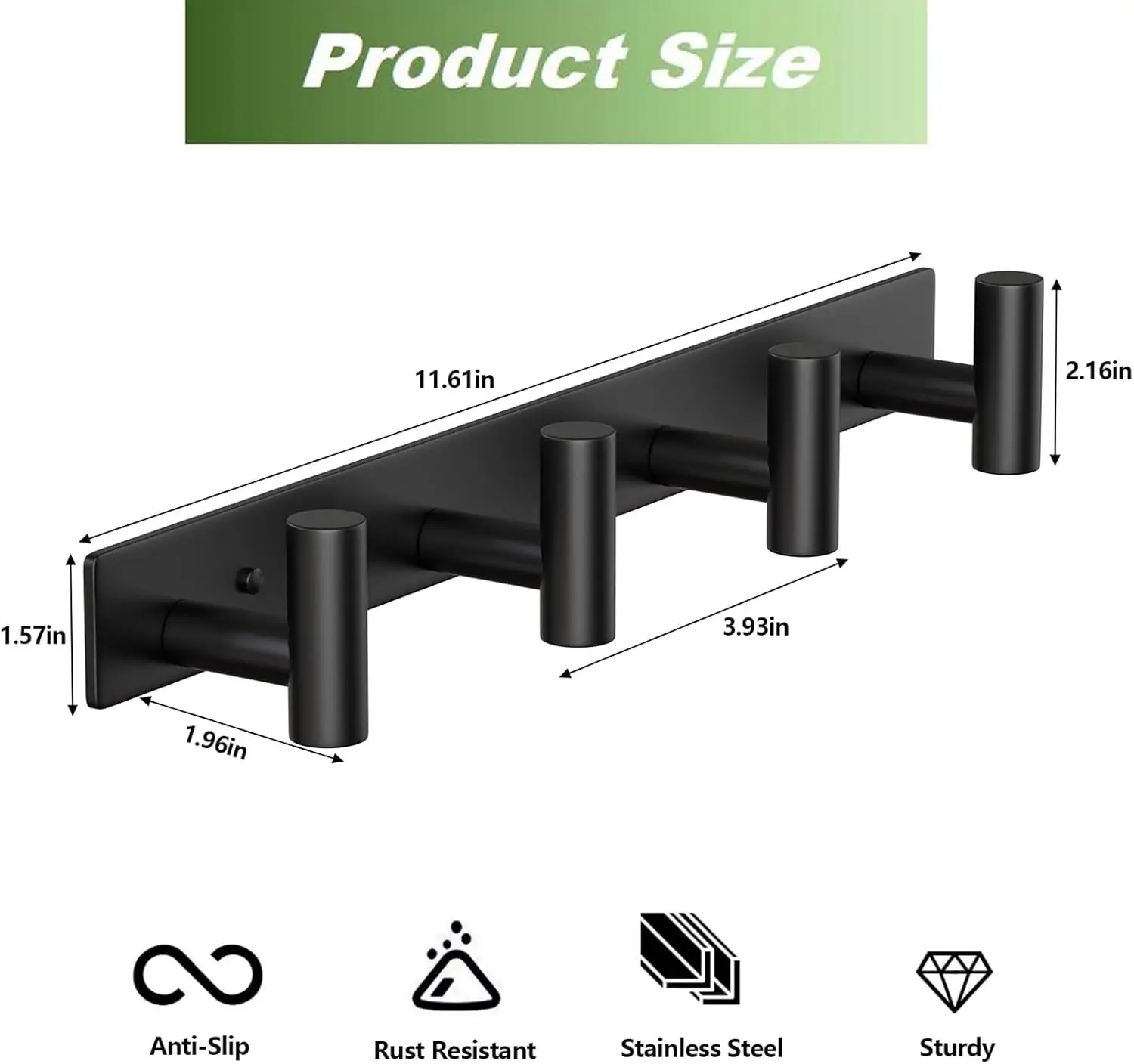 

Настенная вешалка для одежды с 4 крючками, прочные настенные крючки из нержавеющей стали для полотенец, сумок, шляп, вешалка для пальто, крючок для одежды
