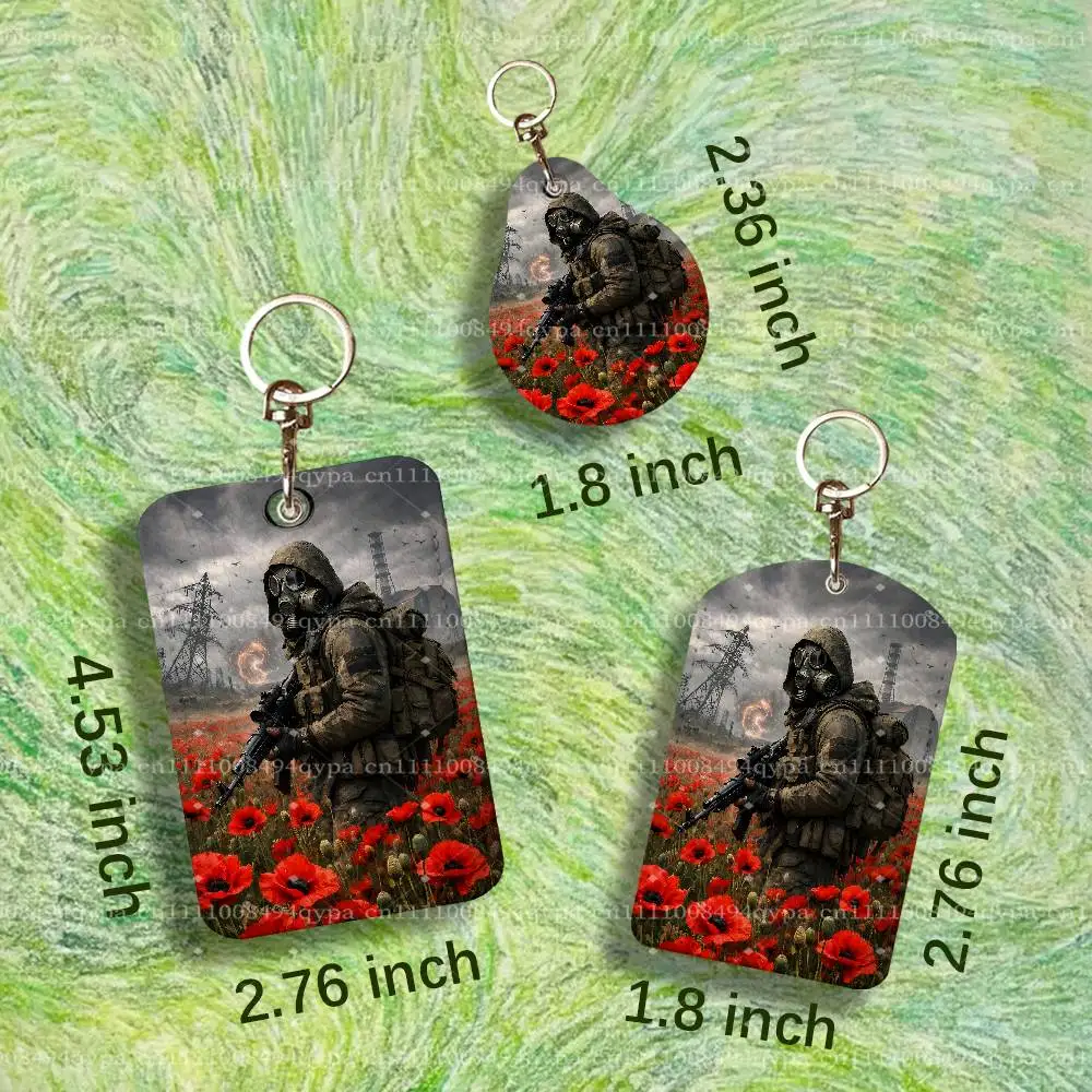 S-S.T.A.L.K.E.R. 2 The Zone Leather 2 Sided ID Card Holder with Keychain Executive Protection For Bank Credit Subway Bus Case