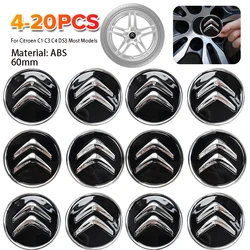 4-20pcs Wheel Centre Hub Caps Alloy 60MM Wheel Center Hub Cap Cover Black For Citroen C1 C3 C4 DS3 Most Models Caps Decoration