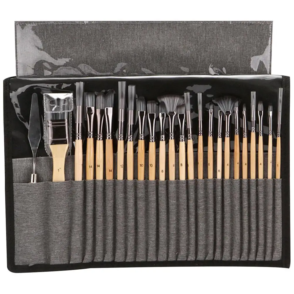 

24 Pcs and Crafts Kits Nylon Hair Brush Supplies Watercolor Scraper Painting Paintbrush Student Child