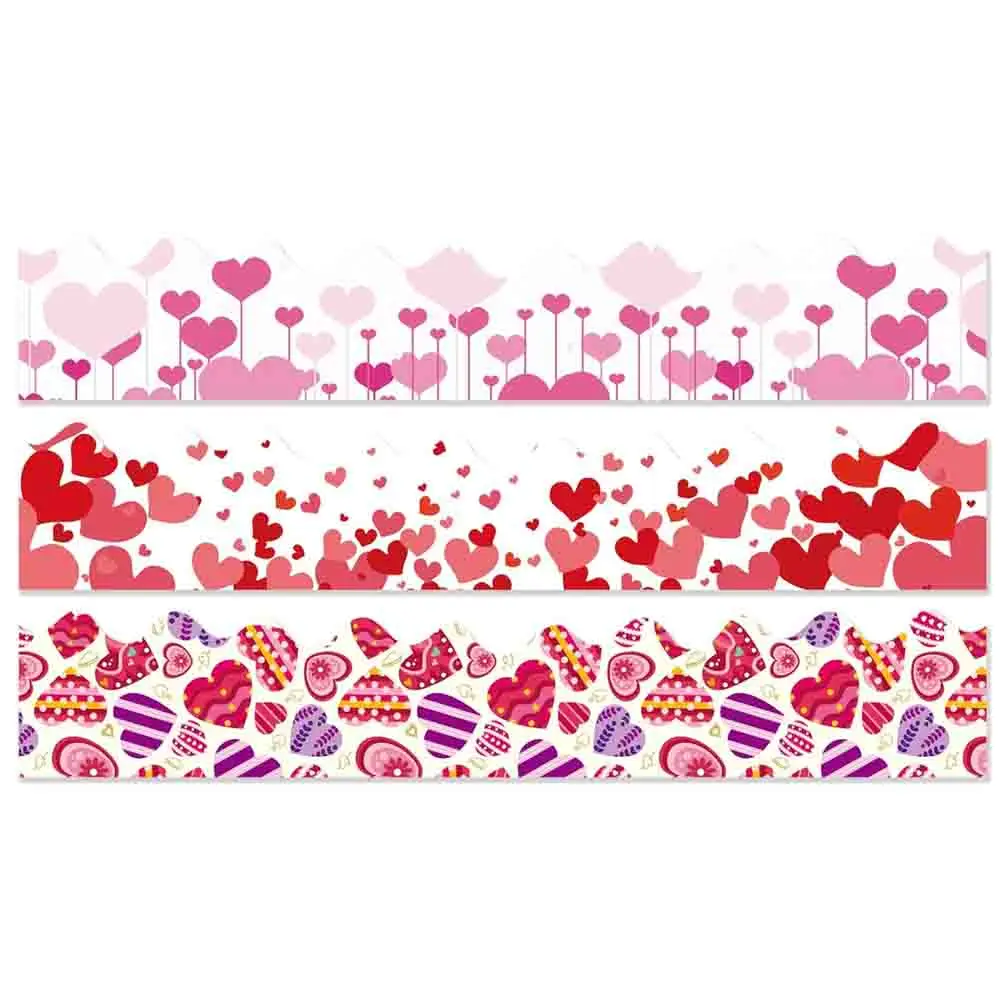 5 Style Valentine's Day Bulletin Board Borders Borders Red Pink Sweet Heart Trim Border Die-Cut Heart Shape Decoration for Party