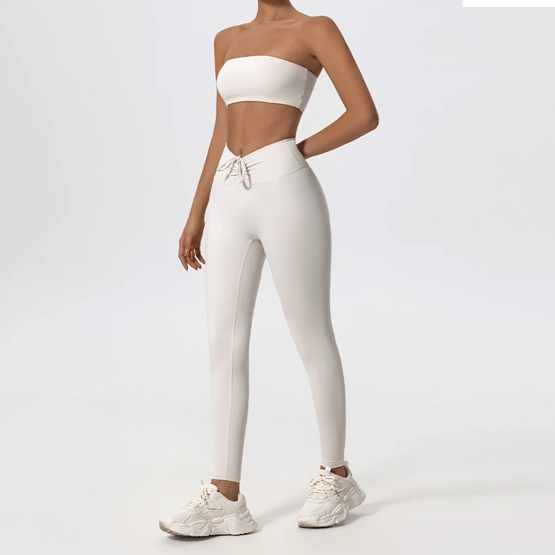 Hearuisavy 2-teiliges Gym-BH-Set für Damen, Yoga-Anzug, schnelltrocknendes Tube-Top, Sportbekleidung, Lauf- und Workout-Kleidung, Sport-Leggings-Sets für Damen – Detail 14