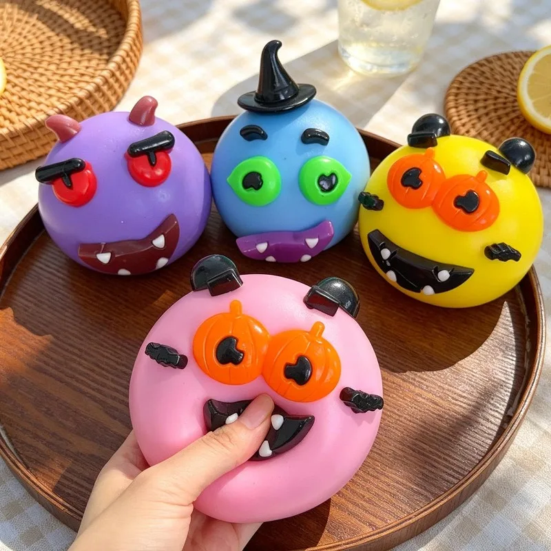 Halloween Monster Dog Face Changing Funny Squeeze Ball TPR Slow Rebound Squishy Toy Decompression Toy Release Ball Party Gift