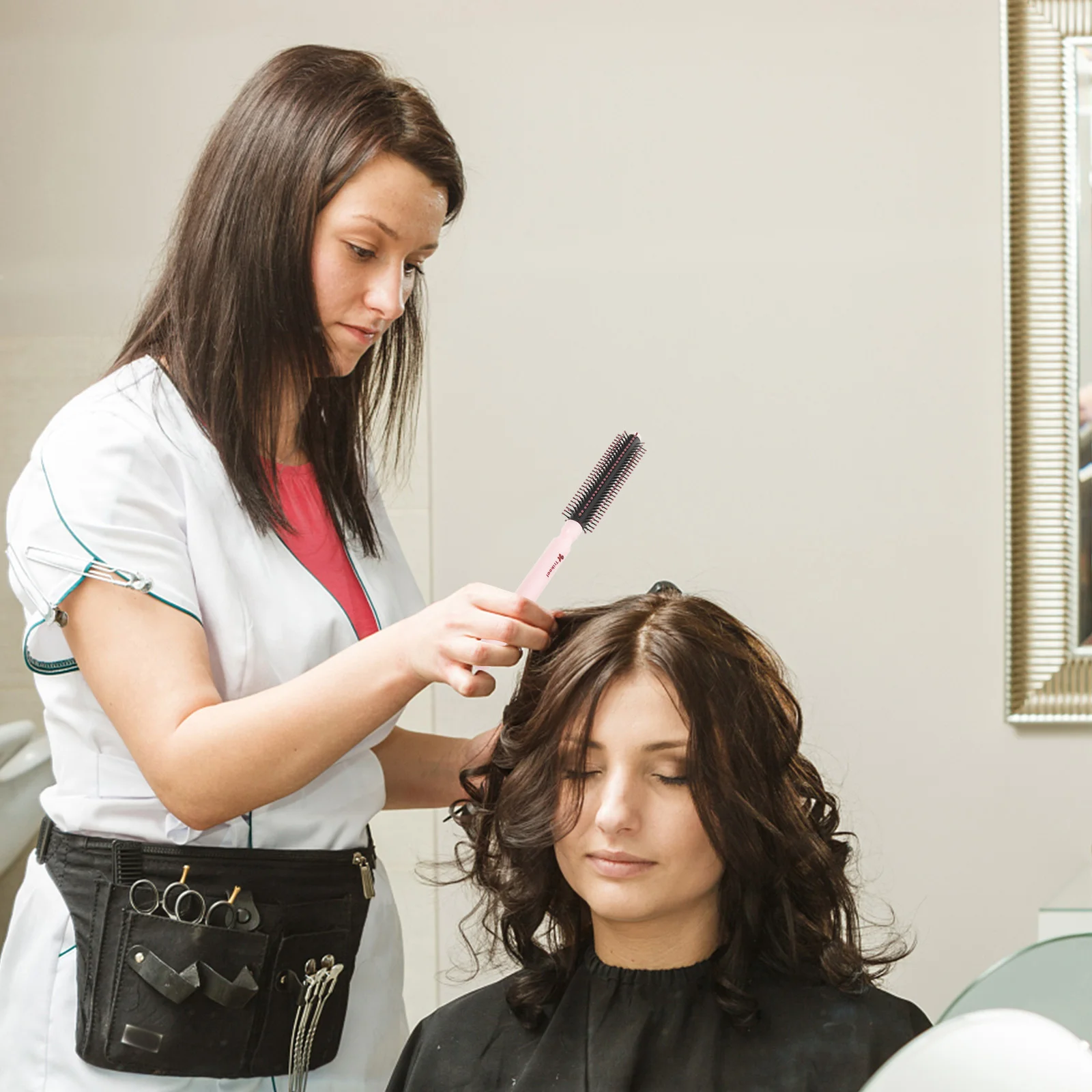 Secador de cabelo escovas de cabelo para mulheres secagem de sopro modelagem franja redonda viagem rolo de plástico homem estilo