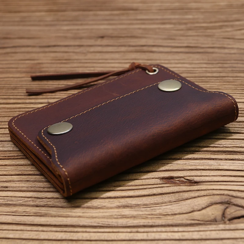 100% echtes Leder Brieftasche Für Männer Männlich Marke Vintage Handgemachte Kurze Kleine männer Geldbörse Karte Halter Mit Zipper Münzfach tasche – Detail 8