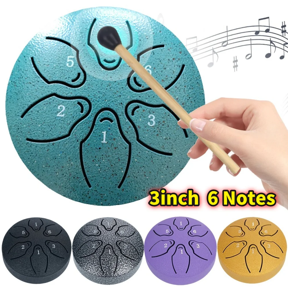 3 Inch 6 Notes Rain Drum for Outside Rain Drum Instrument Mini Handpan Drum Drumstick for Yoga Meditation Unique Relaxation Gift
