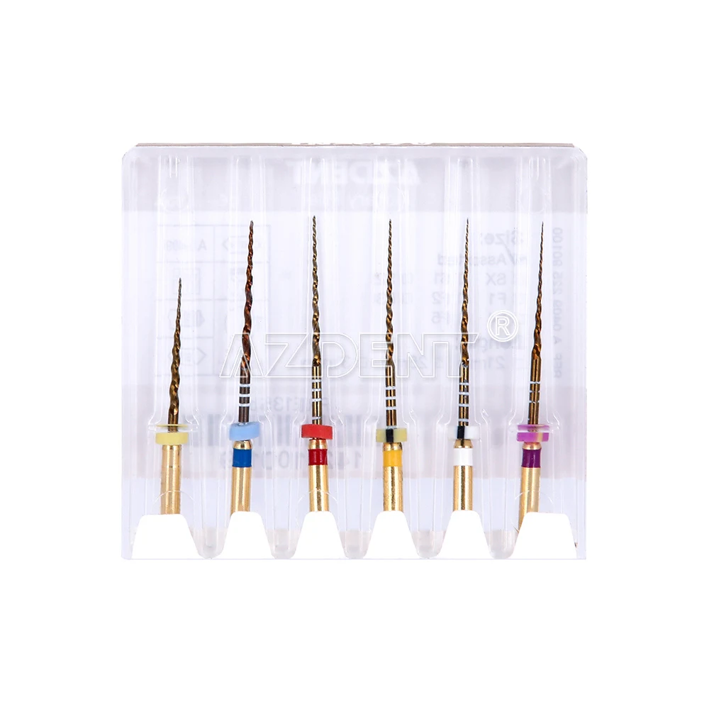 AZDENT 5 Packs Dental Endodontic File Large Taper Files Gold Taper NITI Rotary Files Engine Use SX-F3 25mm