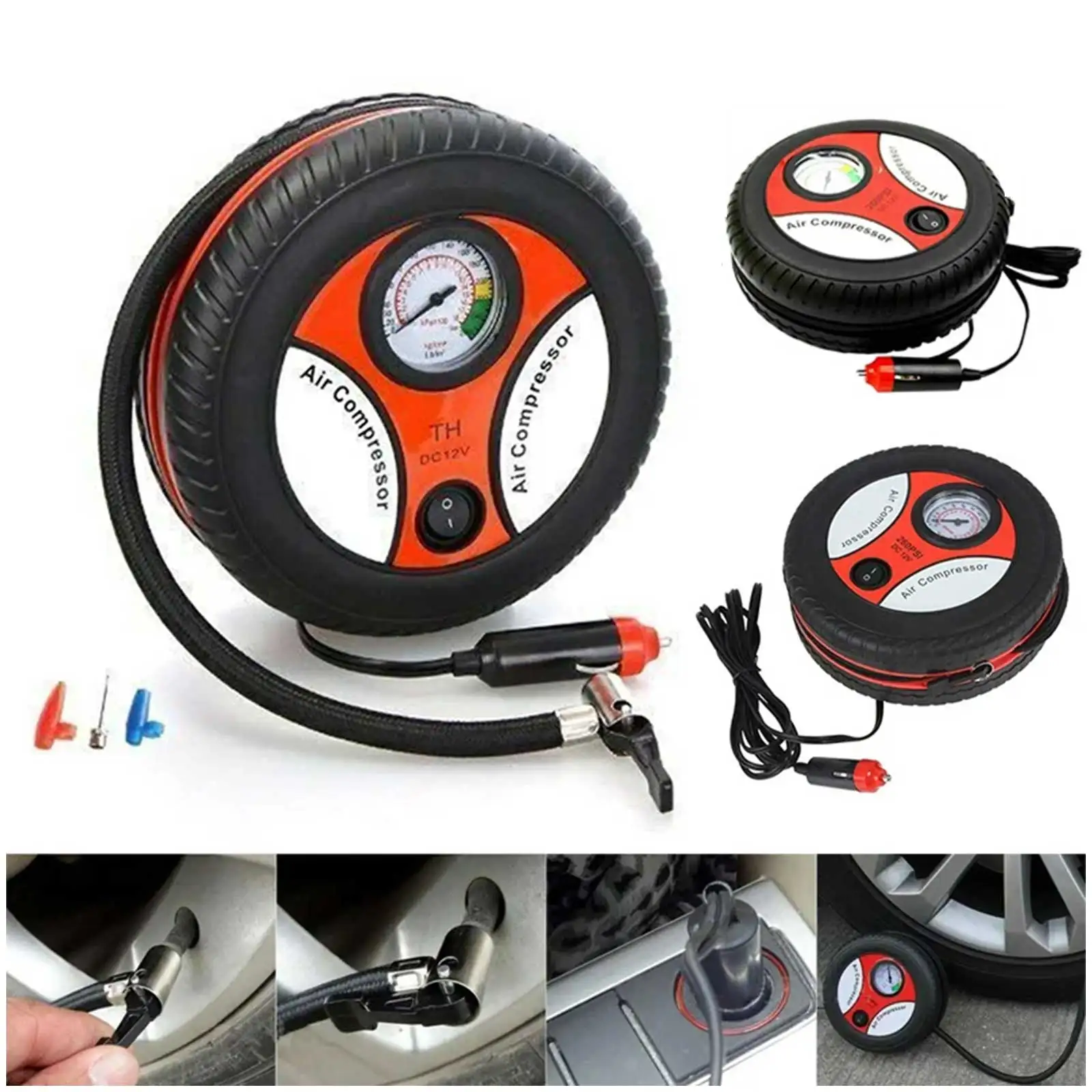

Car Maintenance & Repair Tool Portable Tire Inflator Air Compressor Pump Compact Mini Car Inflator For Home And Vehicle Use