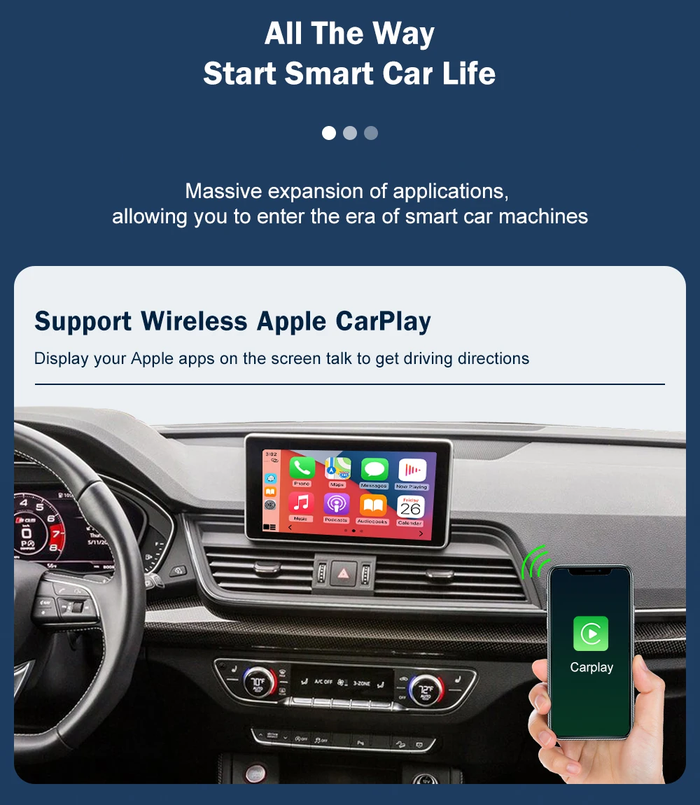 Road Top Wireless Carplay für Audi A3 B9 A4 A5 Q5 2013-2017, mit Android Auto Interface Airplay Spiegel Link Auto Play Funktionen – Detail 6