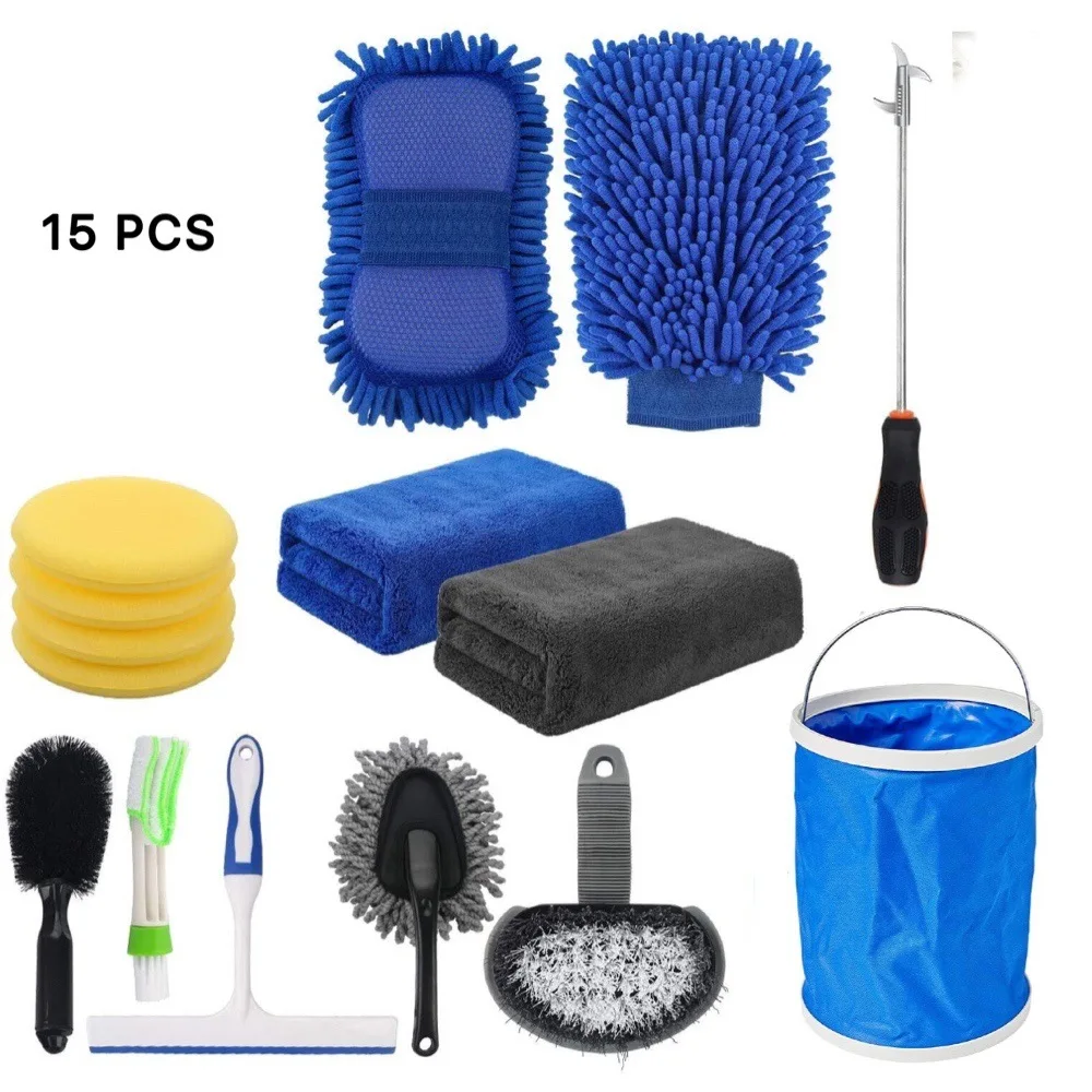 

15pcs/set Car Cleaning Kit Scrubber Drill Detailing Clean Set Air Conditioner Vents Towel Polisher Car Auto Detailing Tools