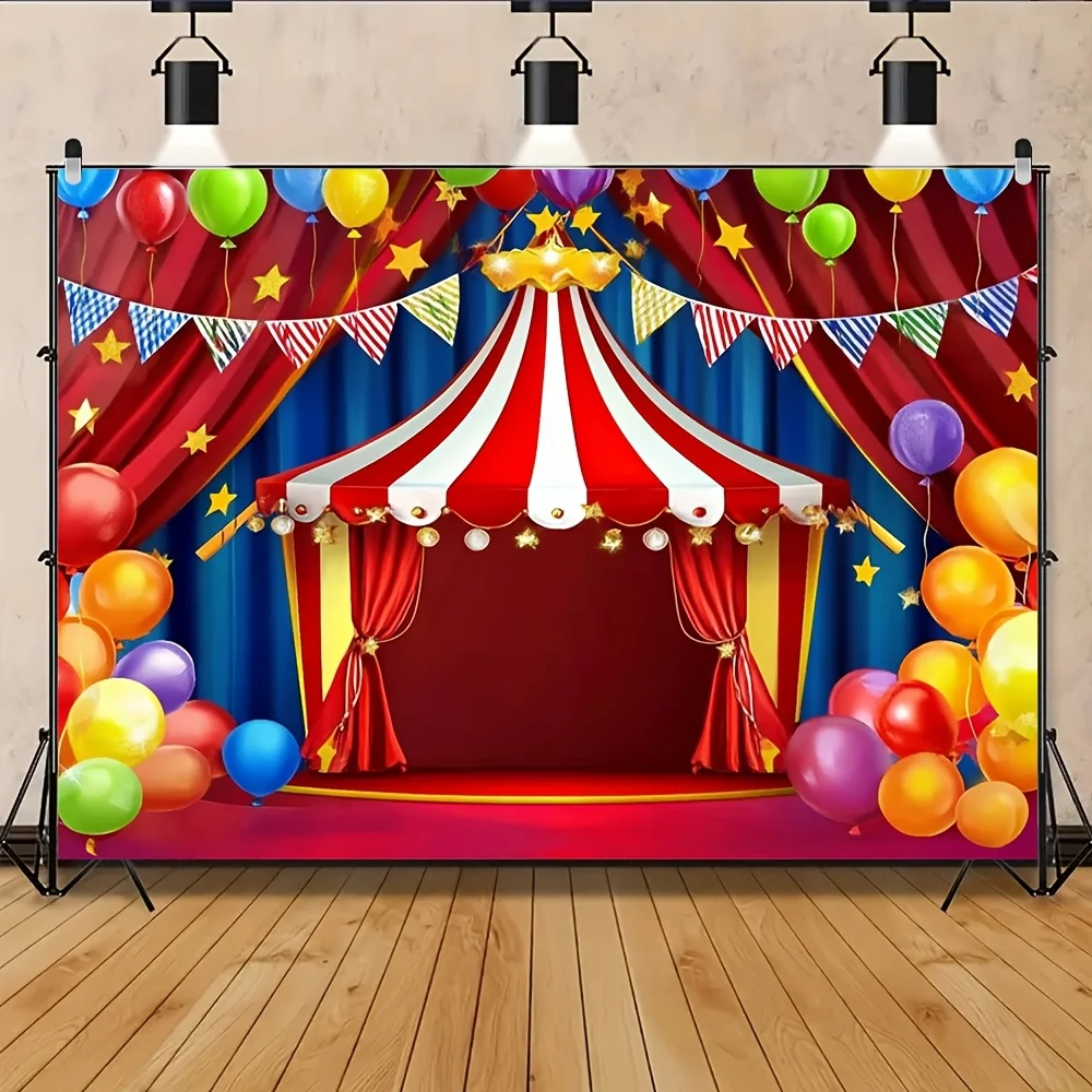 Roter Zirkus-Polyester-Fotohintergrund, Karnevalszelt-Vorhang-Sternhintergrund, Partydekoration, vielseitig einsetzbar