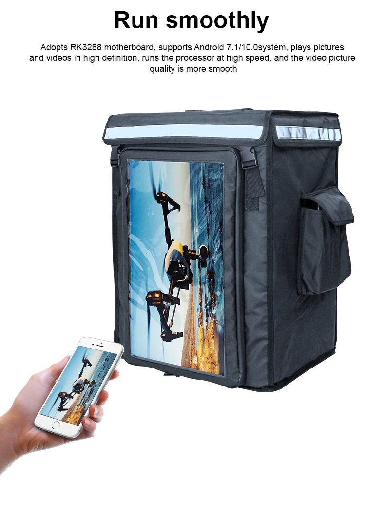 Bewegliche Werbetafel, Wanderförderung, LCD-Display, 18,5 Zoll, 1000 Nits, Rucksack-Werbetafel, wasserdicht