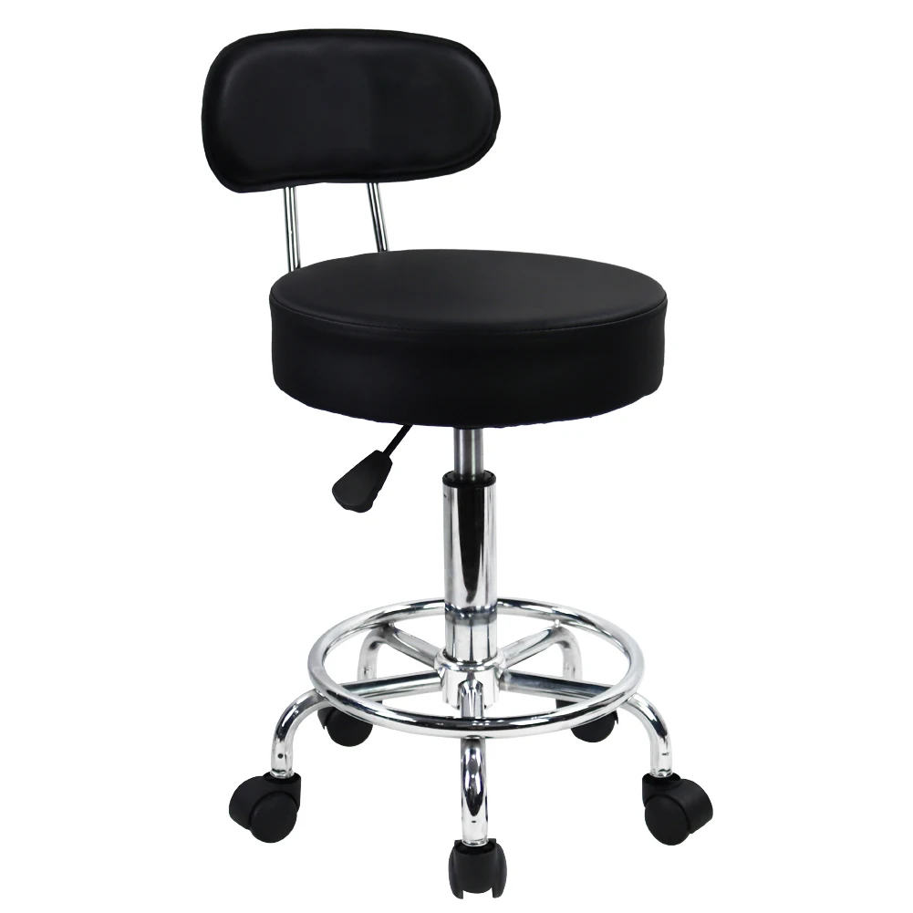 

KKTONER PU Leather Rolling Stool Mid-Back with Footrest Height Adjustable Office Computer Home Drafting Swivel Task Chair