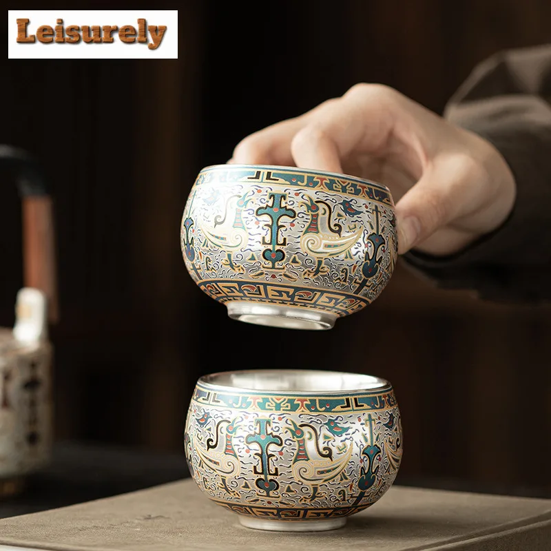 

150ml Gilt Silver Dunhuang Bird Of Destiny Teacup Boutique Tea Bowl Set Of Cups Tea-tasting Smelling Cup Jianzhan Master Cups