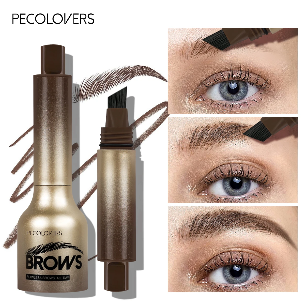 Crayon à sourcils sauvage 3D, 1 pièce, stylo de teinte pour Microblading, brosse carrée coudée, crème de teinture pour sourcils, maquillage durable, facile à utiliser