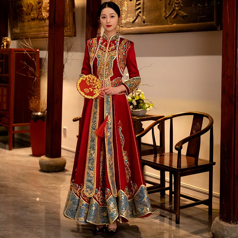 Heavy Industry Luxury Xiuhe Dress Bride 2024 New Chinese Wedding Autumn Senior Clothes