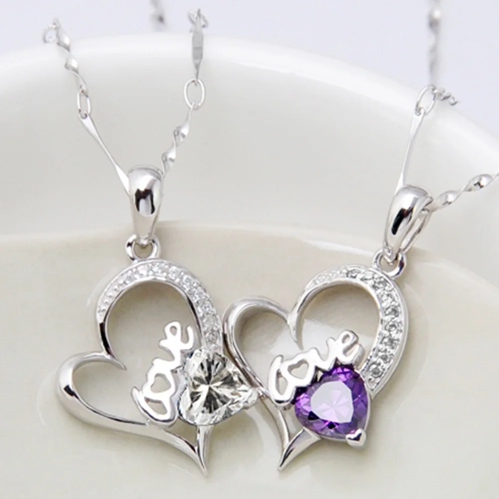 

925 Sterling Silver Necklace Heart-shaped Letter Zirconium Pendant Ladies Stylish Minimalist Birthday Party Wedding Jewelry Gift
