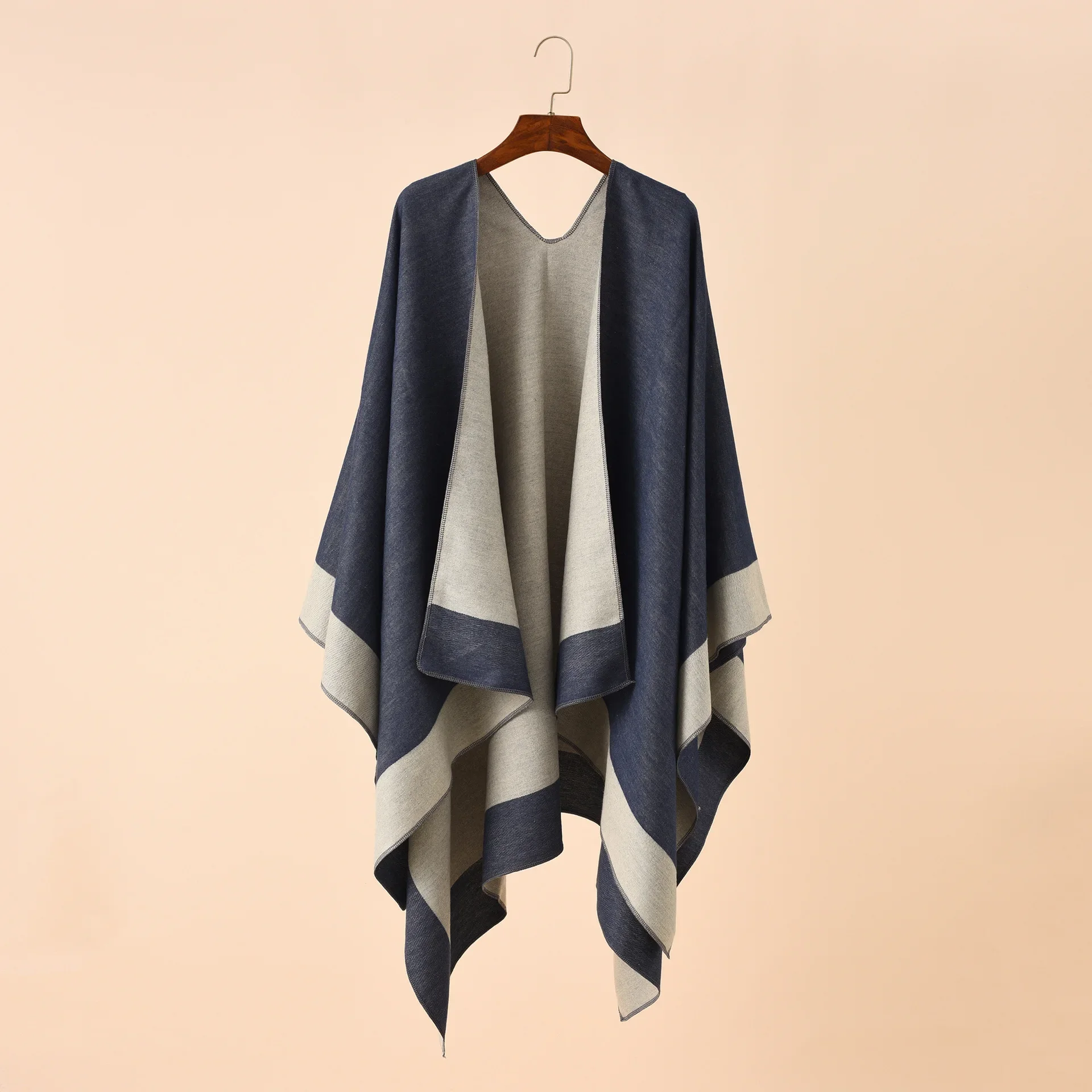 

2024 Spring Autumn Solid Color European American Travel Shopping New Women Warm Big Shawl Sunscreen Navy Scarf