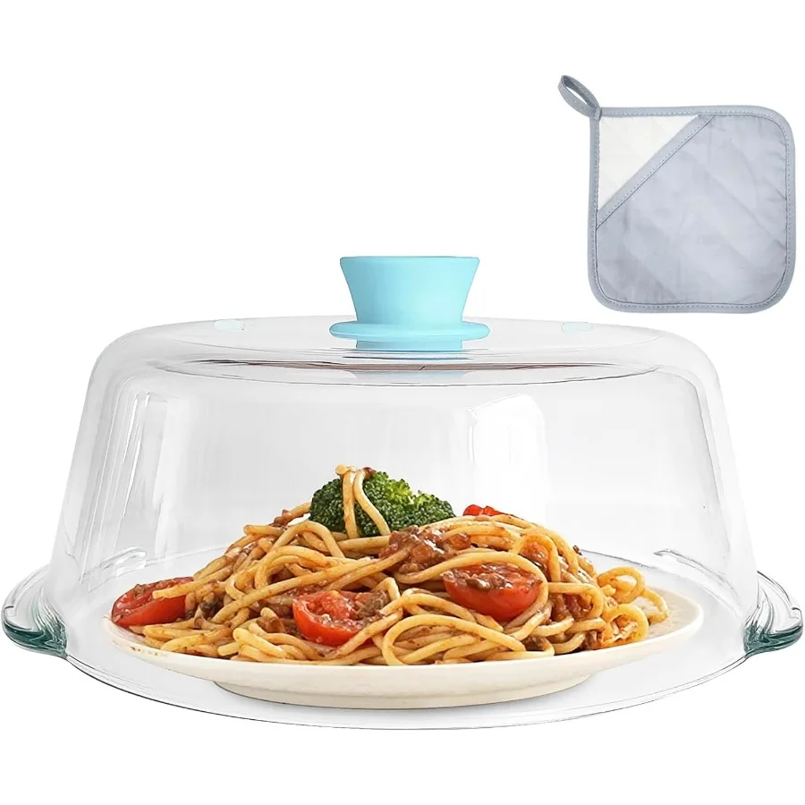 

Tall Glass Microwave Splatter Cover for Food with Vent Hole 100 Food Safe 10in Plate Splatter Guard Lid with Silicone Knob BPA