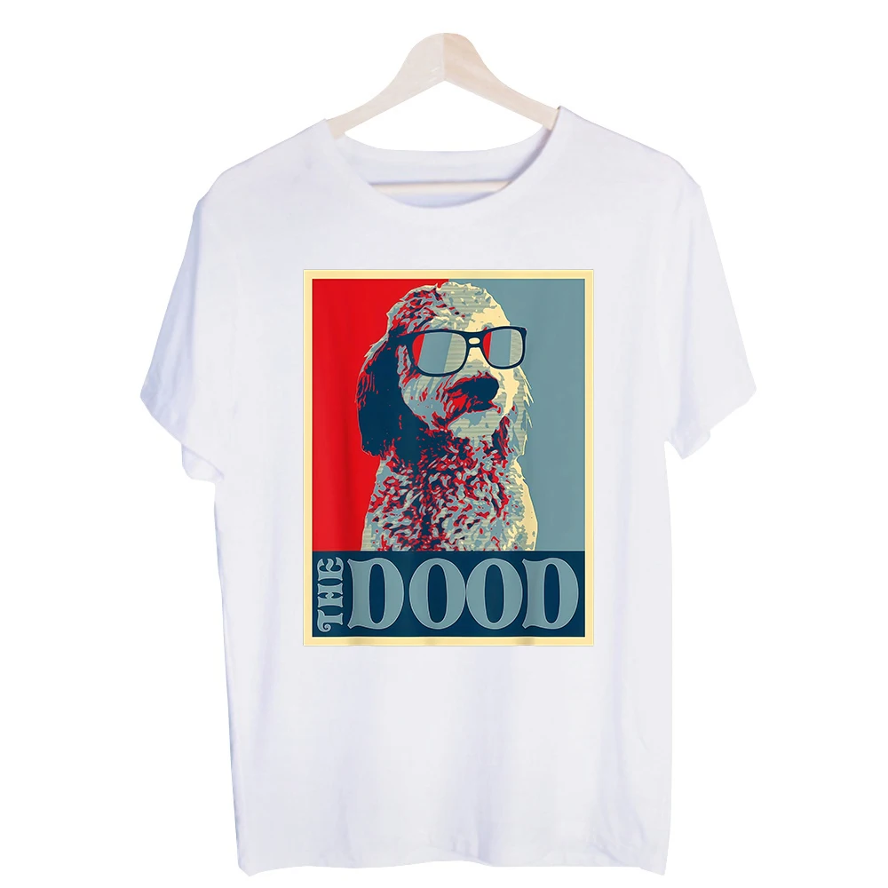 Men's Doodle Dog with Glasses Graphic Tee, Short Sleeve Crew Neck T-Shirt for Casual Daily Wear and Summer Outfits