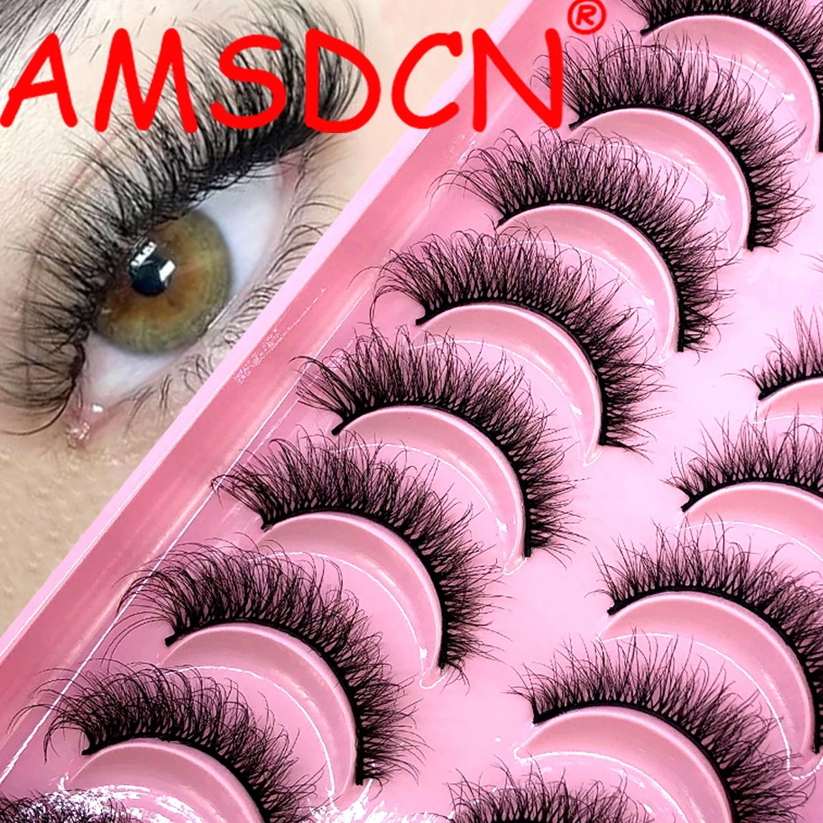 AMSDCN Multiple styles 7/10pairs natural 3D mink false eyelashes fake lashes makeup kit Mink Lashes extension eye lashes short e