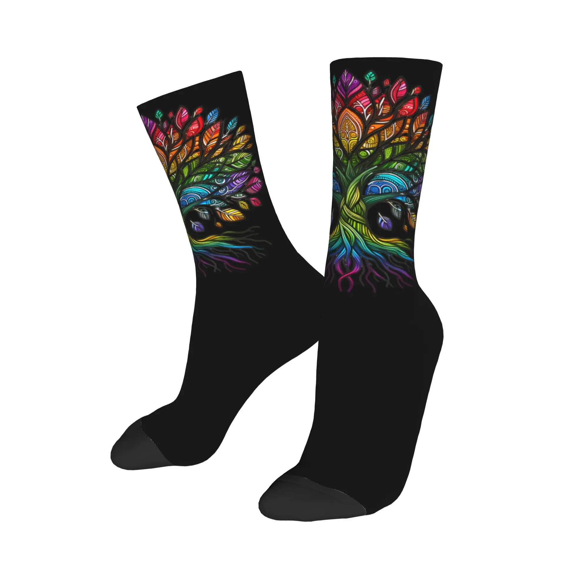 Funny Tree Life Rainbow LGBT Gay Pride Flag Ally Basketball Socks  Polyester Crew Socks for Women Men Breathable
