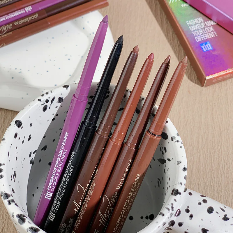 Xixi color eyeliner gel pen liquid is extremely fine and does not smudge, showing color, waterproof and sweat-proof brown.