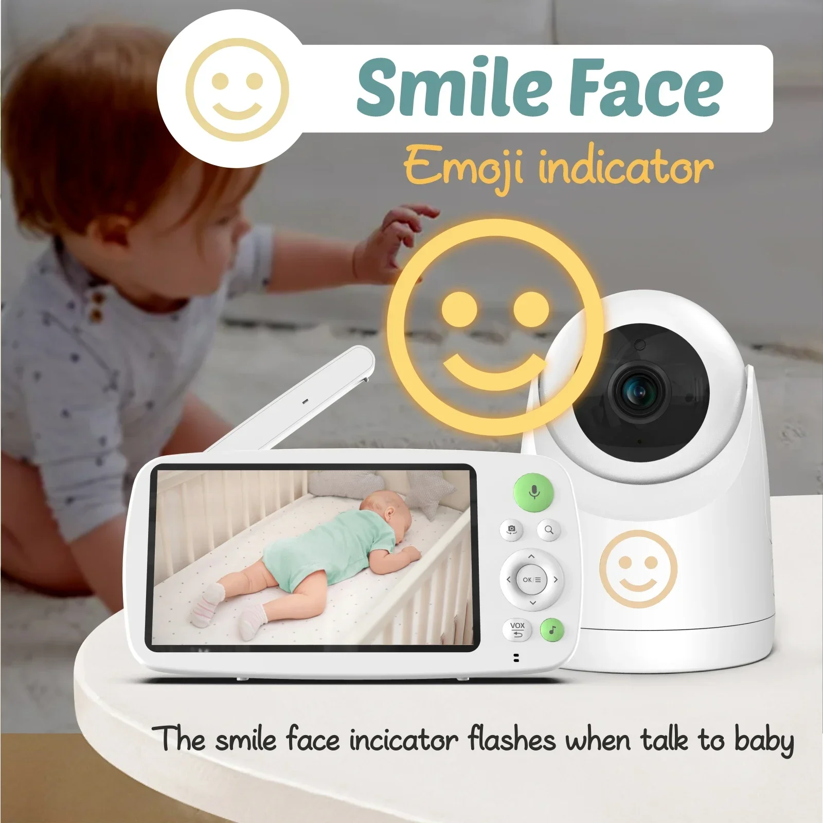 GP5200 Baby Monitor New Wireless 5 Inch 1080P HD Multi-Function Monitor Audio and Video Child Safety Monitor Night Vision