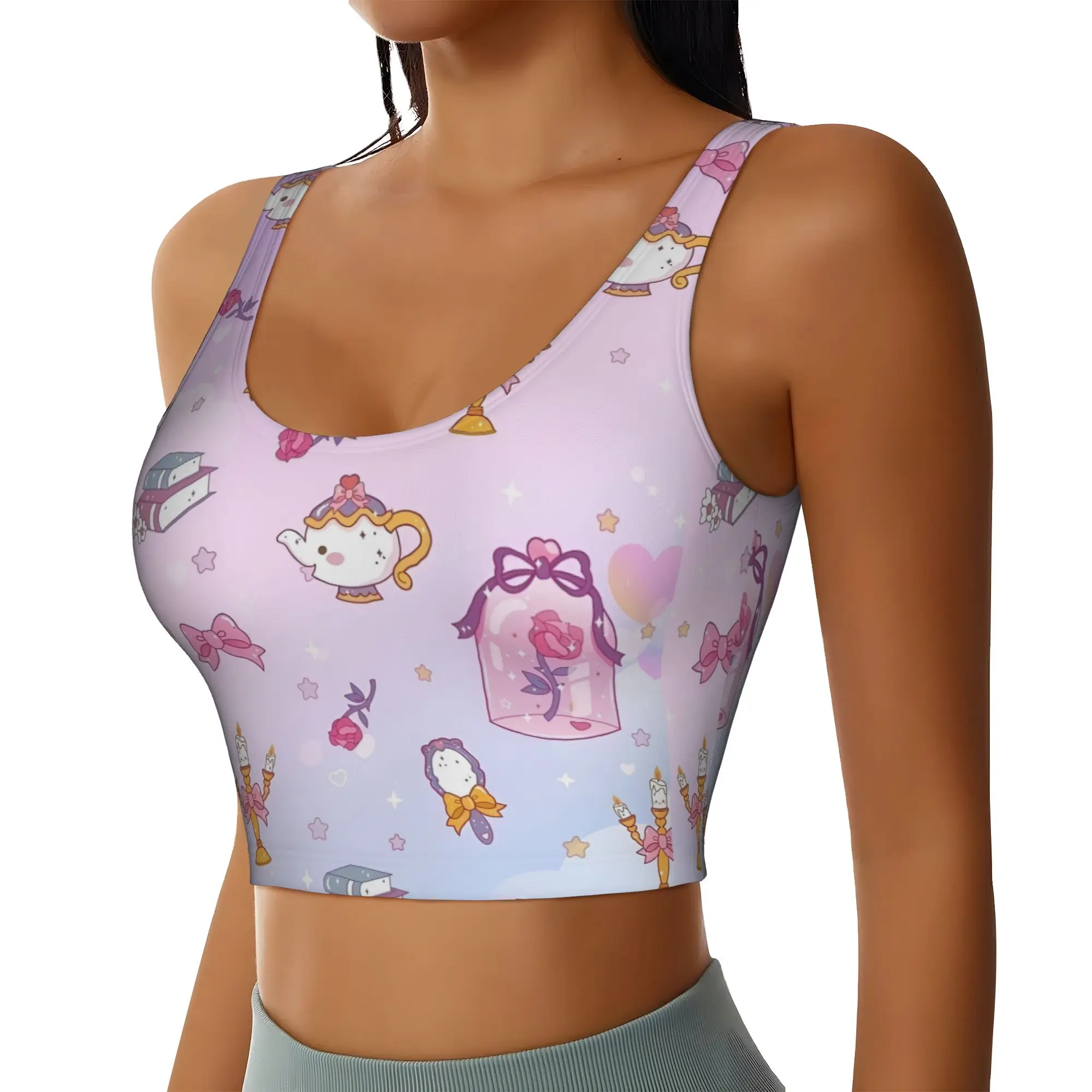 Custom Women Beautyes Anime Beastes Sports Bras Cartoon High Impact Gym Workout Running Crop Tank Tops