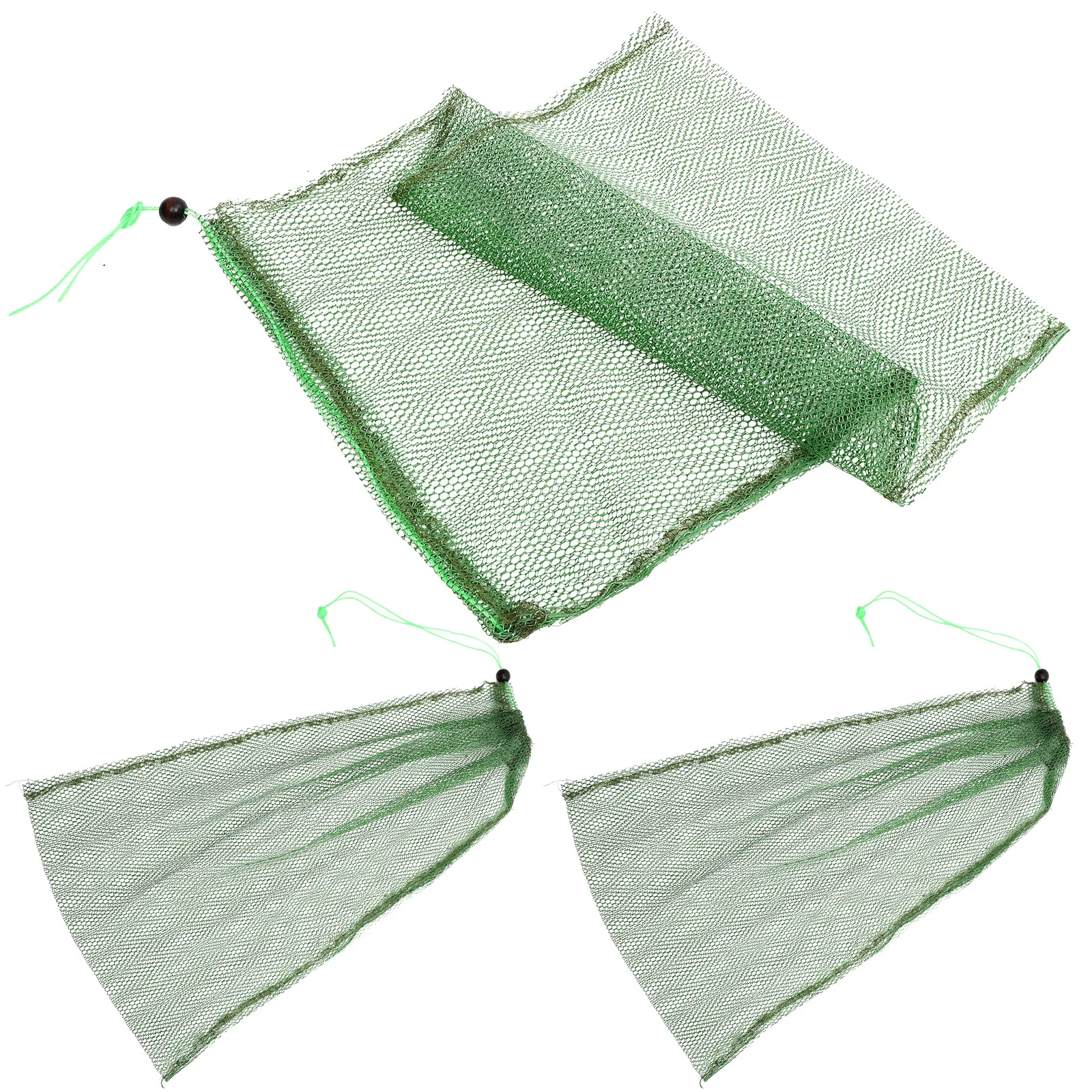 3 قطع من القماش المطلي سريع الجفاف، أكياس شبكية قابلة للطي وخفيفة الوزن برباط لصيد الأسماك في الهواء الطلق، مجموعة الأسماك