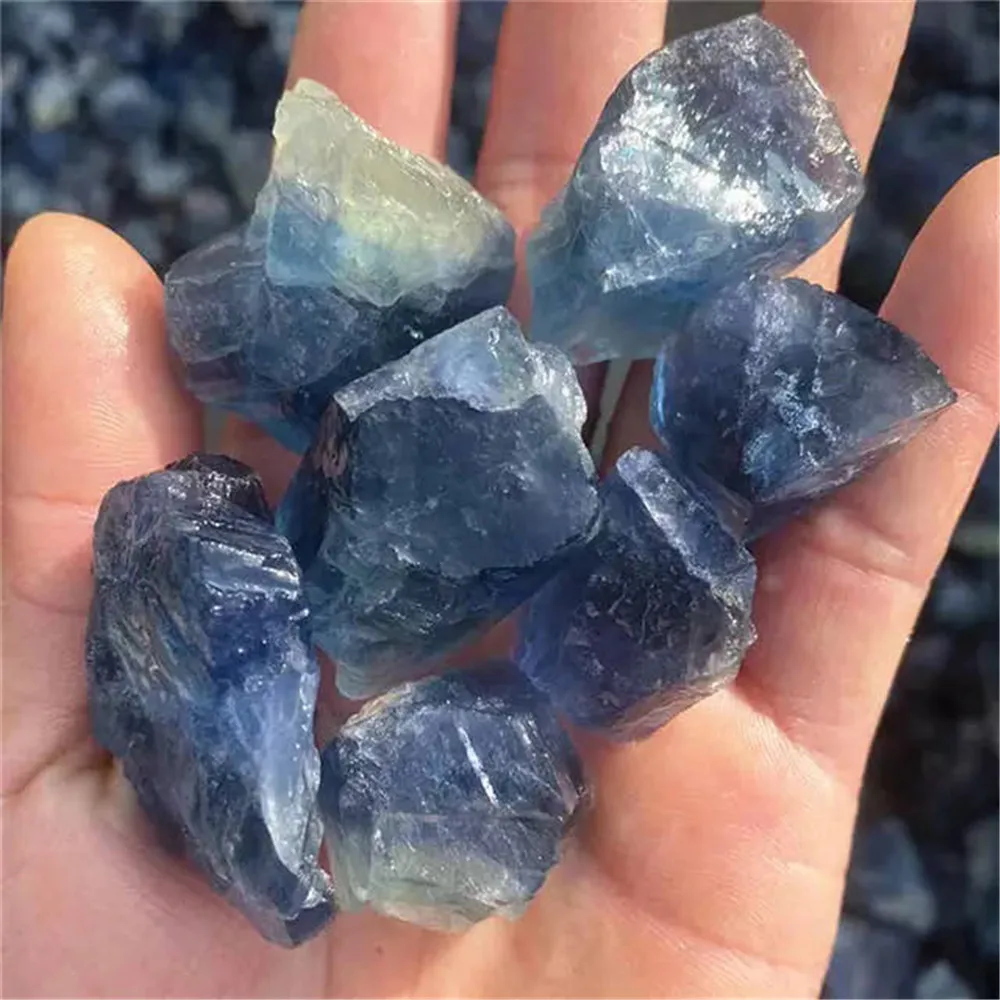 Natural Carved Raw Gemstone Blue Fluorite Rough Crystal Healing Stones For Sale