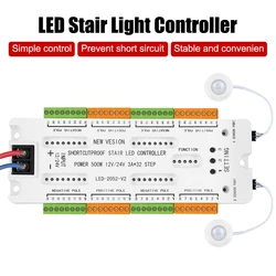 Stair LED Motion Sensor Light Prevent Short Circuit Controller Ladder Night Light 32 Channels DC12V/24V