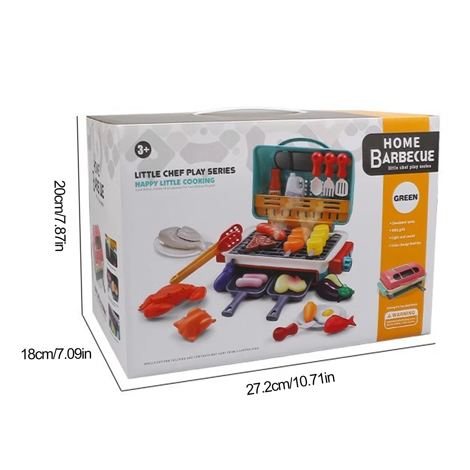 Crianças churrasco grill playset com fumaça som luz crianças jogar brinquedos de cozinha jogar acessórios de cozinha para meninos meninas crianças presente aniversário