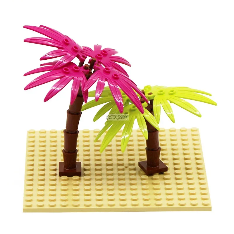 Marumine 6135 Palm Trunk With Cross 2563 Base Create Classic MOC Building Bricks Parts Garden Tree Plant Blocks DIY Accessories