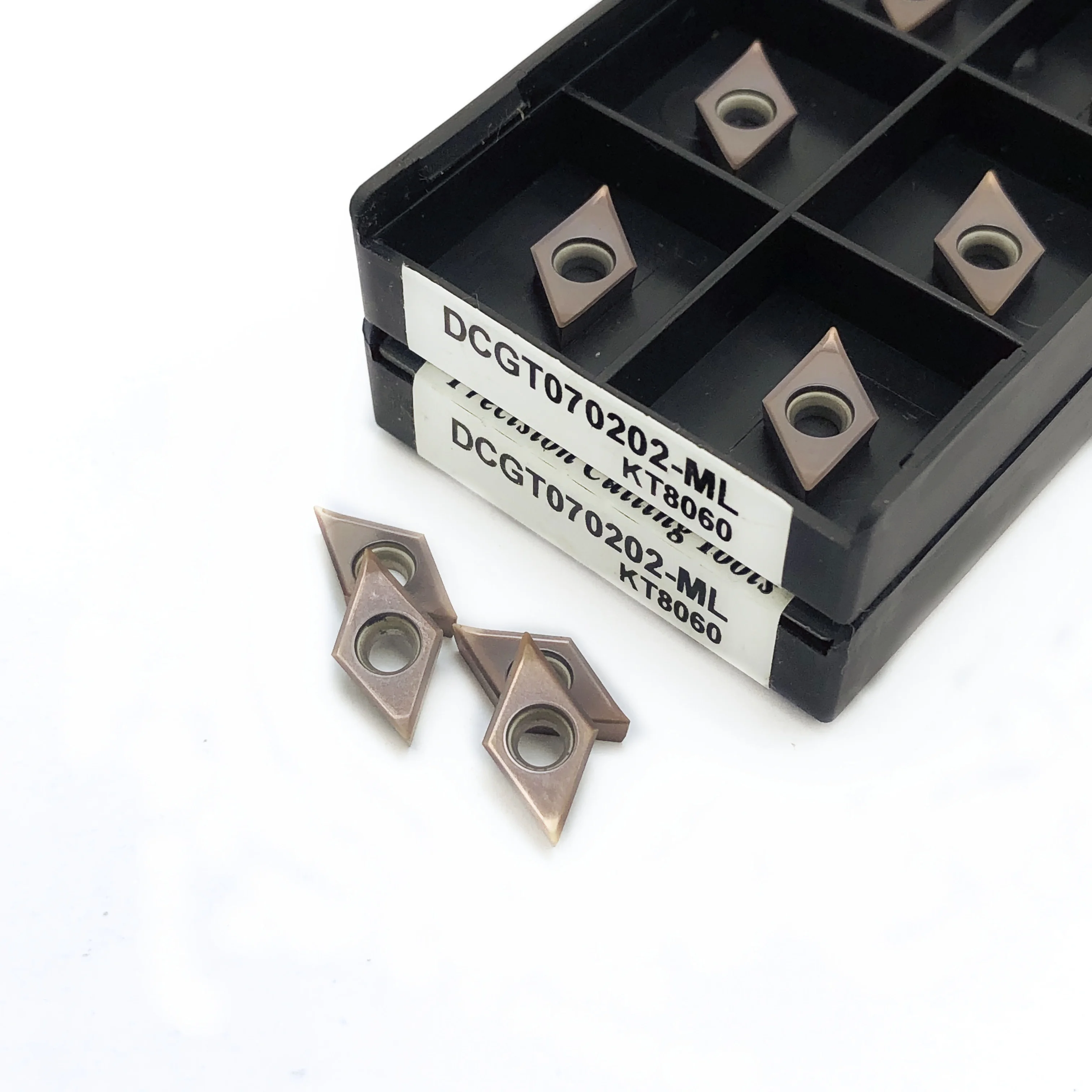 Alta Qualidade CNC Torno Cortador Lâminas, Ferramentas de Torneamento, DCGT070201, DCGT070202, DCGT070204-ML, KT8060, DCGT070201, 02BL, 10Pcs