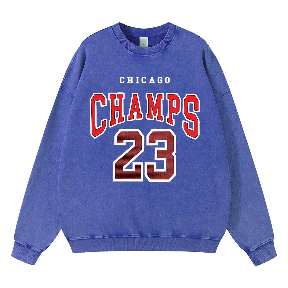 

Vintage Distressed Washing Chicago Champs 23 Usa City Team Mens Hoodie Fashion Oversize Pullovers Hoodies Autumn Cotton Clothing