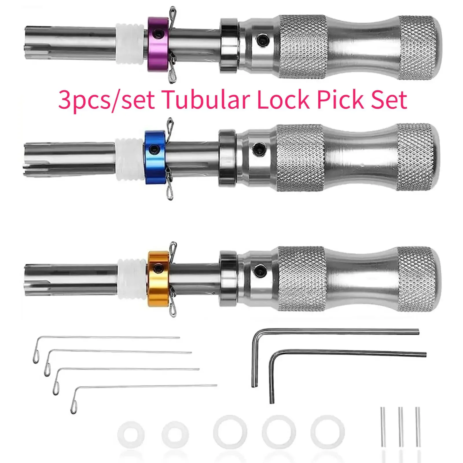Unlock Tool Set Tubular Lock Pick Lockpick Tools for Beginners and Pro Locksmiths Stainless Steel Kit for Picking Tubular Locks