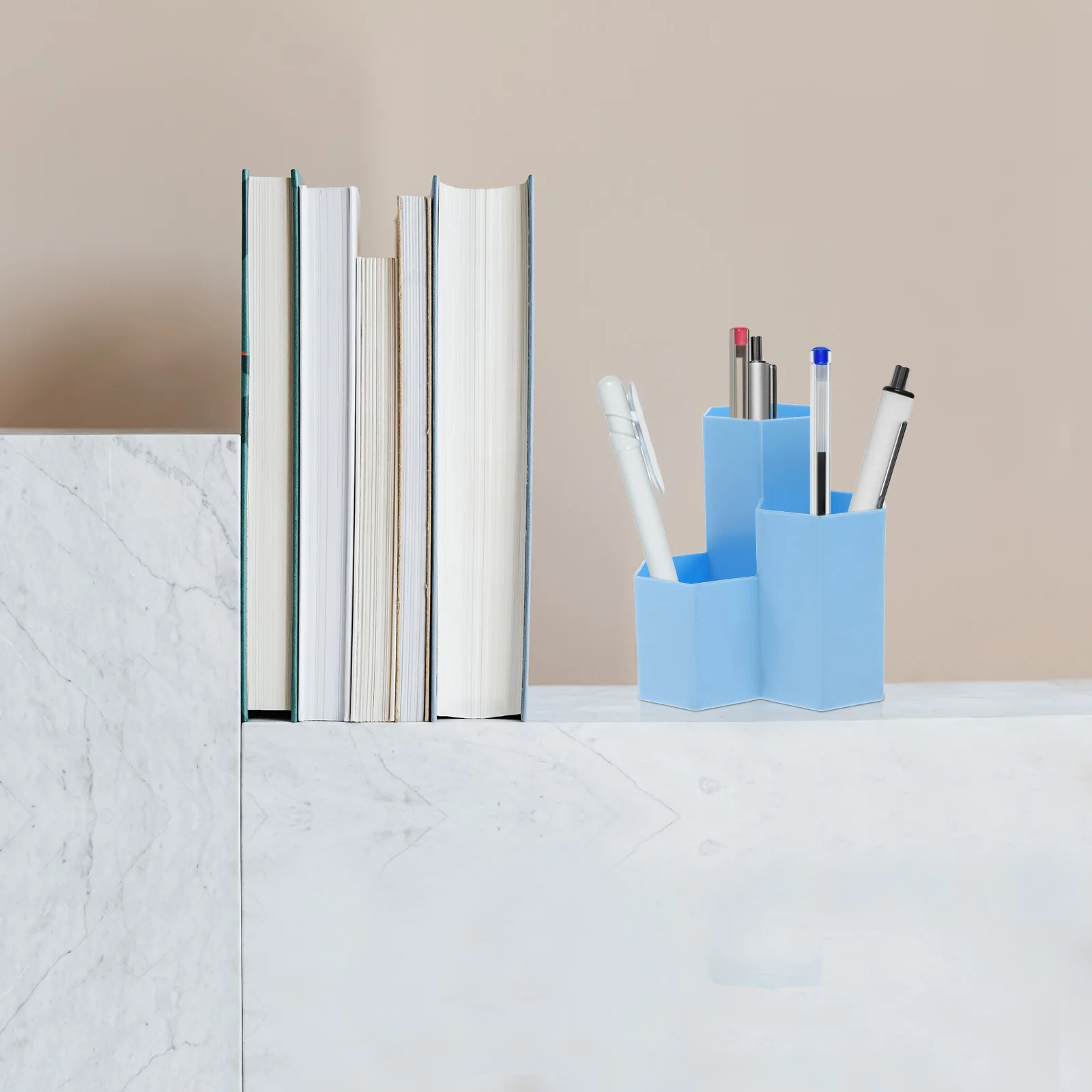 

Sturdy Hexagonal Pen Holder 12X6.3Cm Plastic Pencil Container Scratch Resistant Desktop Storage Box For Office